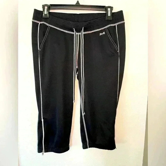 Le Tigre Black Contrast Stitch Crop Cropped Capri Athletic Pants Womens Sz M - Picture 1 of 7